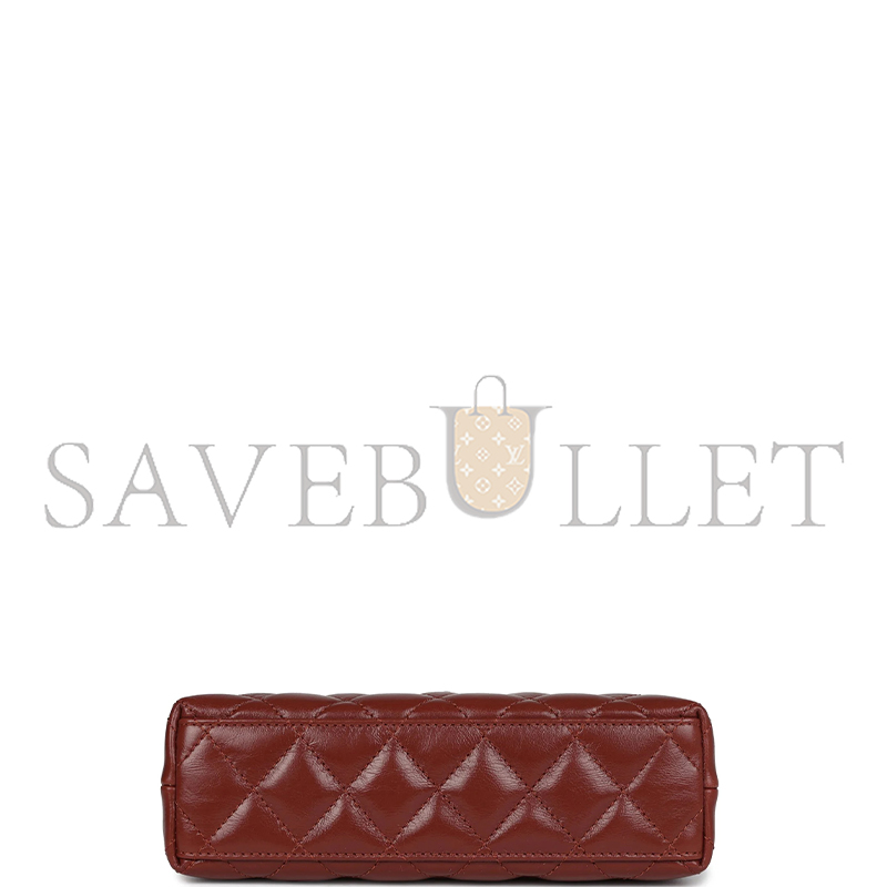 CHANEL MASTER BROWN QUILTED CALFSKIN MINI KELLY BRUSHED GOLD HARDWARE AS4416 (19*13*7cm)